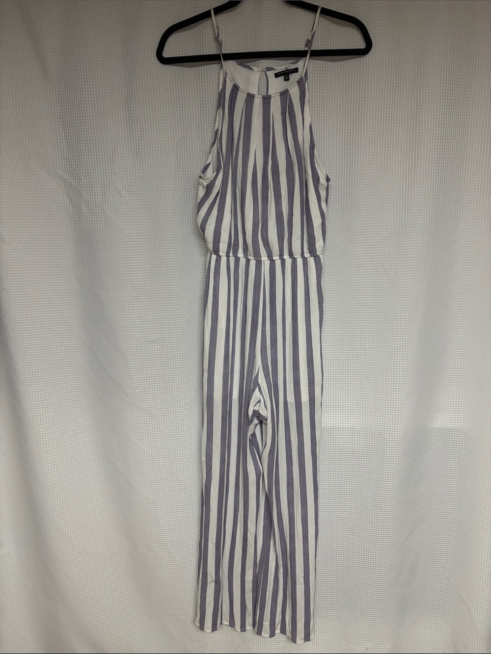 Staccato White and Navy Striped Halter Jumpsuit